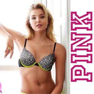 Victoria's Secret PINK | Black Dot & Neon Wear Everywhere Push-Up | Size 34B